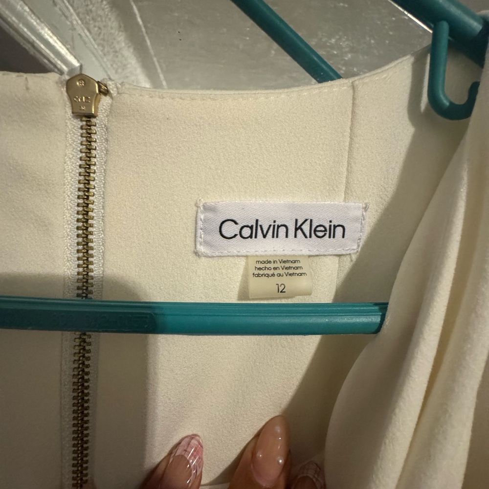 Calvin Klein Cream Belted Midi Dress - Picture 3 of 4
